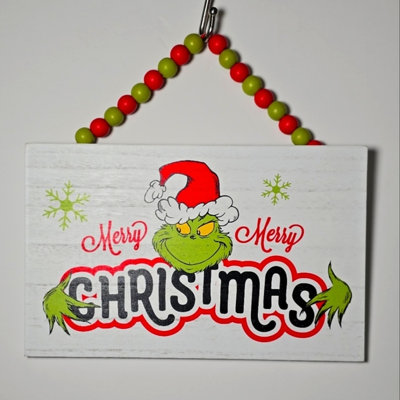 The grinch dr. Seuss merry merry Christmas wood sign nwt - Picture 1 of 2
